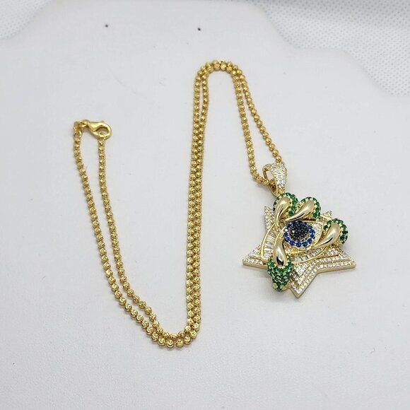 Brand Sterling Silver 925 Star Evil Eye Claw Necklace